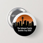 Seattle Skyline Sunset Trip Keepsake Personalized 缶バッジ (正面&裏面)