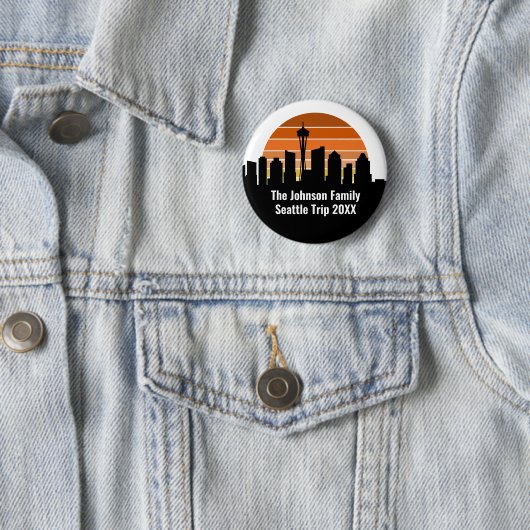 Seattle Skyline Sunset Trip Keepsake Personalized 缶バッジ (インサイチュ)