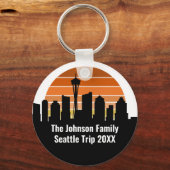Seattle Skyline Sunset Trip Personalized キーホルダー (裏面)