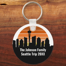 Seattle Skyline Sunset Trip Personalized キーホルダー