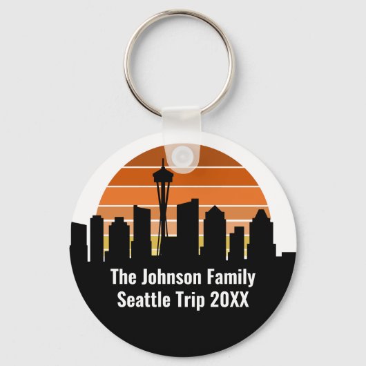Seattle Skyline Sunset Trip Personalized キーホルダー (裏面)