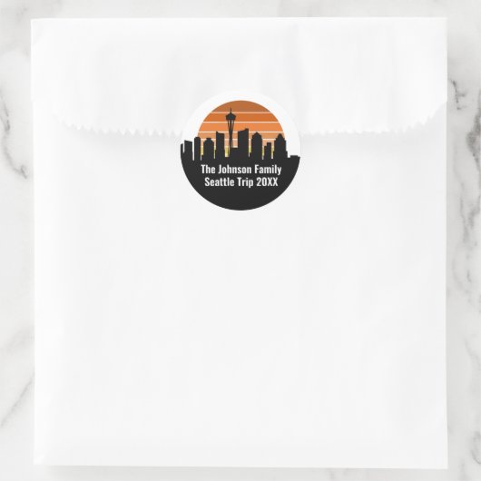 Seattle Skyline Sunset Trip Personalized ラウンドシール (バッグ)