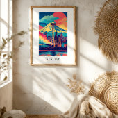 Seattle Space Needle Skyline Poster ポスター