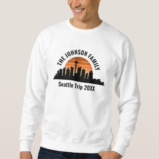 Seattle Trip Skyline Sunset Personalized スウェットシャツ (正面)