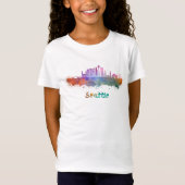 Seattle V2 skyline in watercolor Tシャツ (正面)