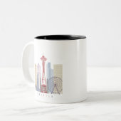 Seattle Vintage Poster ツートーンマグカップ (正面左)