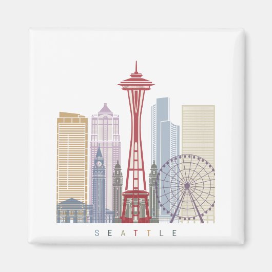 Seattle Vintage Poster マグネット (正面)