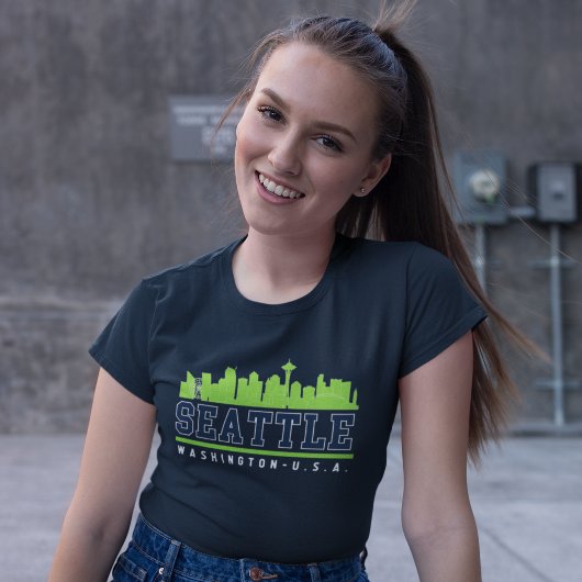 Seattle Washington Fun Skyline City Tシャツ
