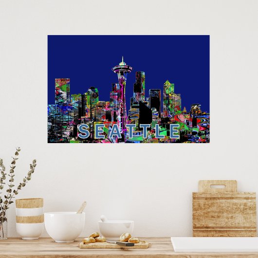 Seattle, Washington in graffiti ポスター (キッチン)