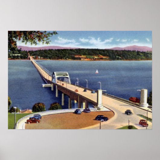 Seattle Washington Lake Washington Floating Bridge ポスター (正面)