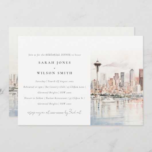 Seattle Washington Landscape Rehearsal Dinner 招待状 (正面/裏面)