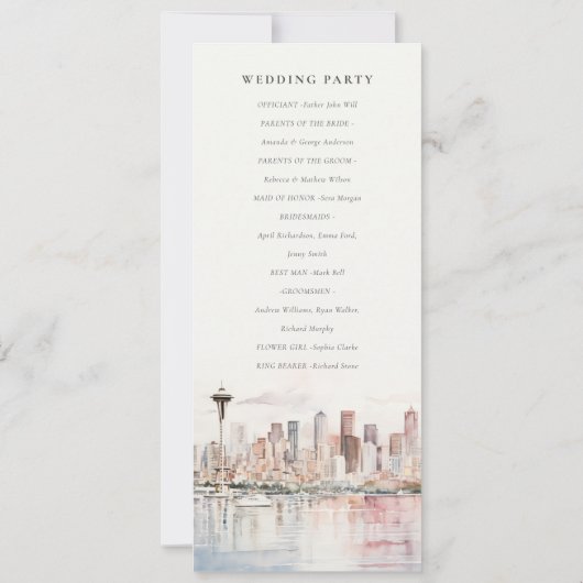 Seattle Washington Landscape Wedding Program 招待状 (裏面)