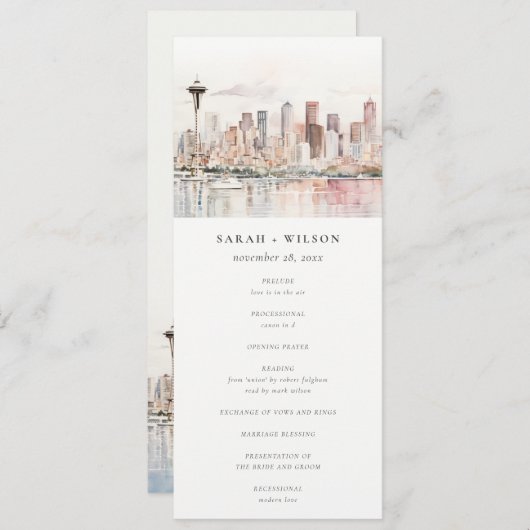 Seattle Washington Landscape Wedding Program 招待状 (正面/裏面)