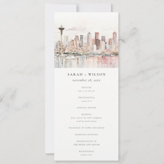 Seattle Washington Landscape Wedding Program 招待状 (正面)
