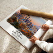 Seattle Washington Poster, Watercolor, Custom ポスター