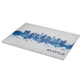 Seattle Washington Skyline Blue カッティングボード (角)