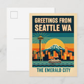 Seattle Washington – The Emerald City Retro 1930s ポストカード (正面/裏面)