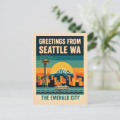 Seattle Washington – The Emerald City Retro 1930s ポストカード (スタンド正面)