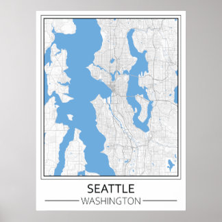 Seattle Washington USA Travel City Map ポスター