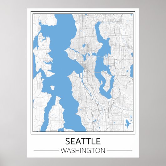 Seattle Washington USA Travel City Map ポスター (正面)