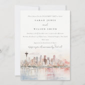 Seattle Washington Watercolor Landscape Engagement 招待状 (正面)