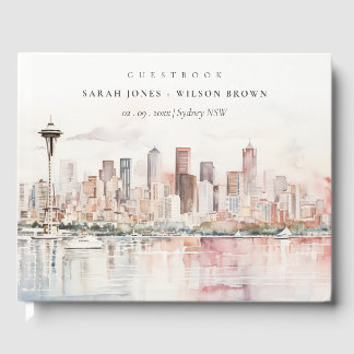Seattle, Washington Watercolor Landscape Wedding ゲストブック
