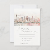 Seattle Washington Watercolor Landscape Wedding 出欠カード (正面)