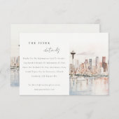 Seattle Washington Watercolor Scape Wedding Detail エンクロージャーカード (正面/裏面)