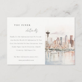 Seattle Washington Watercolor Scape Wedding Detail エンクロージャーカード