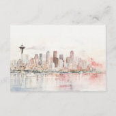 Seattle Washington Watercolor Scape Wedding Detail エンクロージャーカード (裏面)