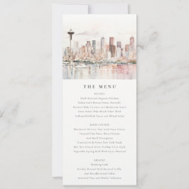 Seattle Washington Watercolor Scape Wedding Menu 招待状