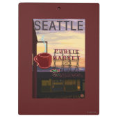 SeattlePikeの場所の市場の印および水眺め クリップボード (裏面)