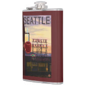 SeattlePikeの場所の市場の印および水眺め フラスク (左)