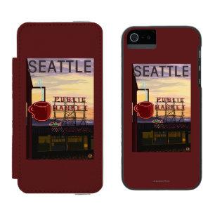 SeattlePikeの場所の市場の印および水眺め iPhone SE/5/5sウォレットケース