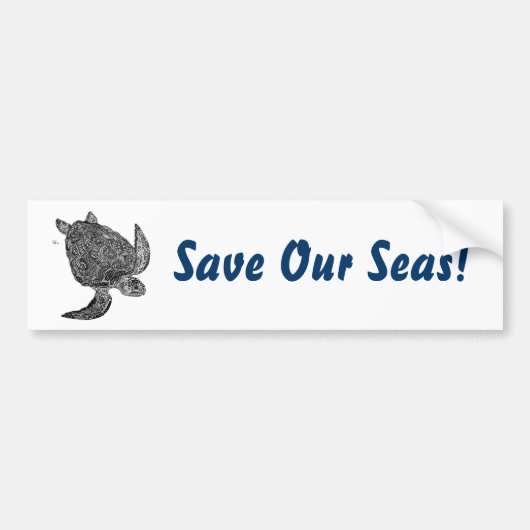 SeaTurtleは、私達の海を救います! バンパーステッカー (正面)