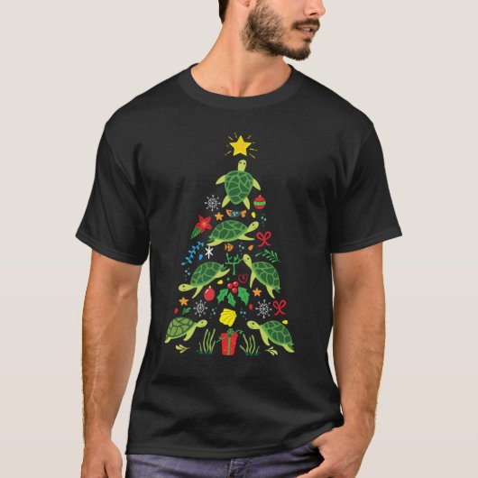 Seaurtle Christmasree Ornament family Tシャツ (正面)