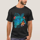 Seaurtle with Flowers girl Tシャツ (正面)