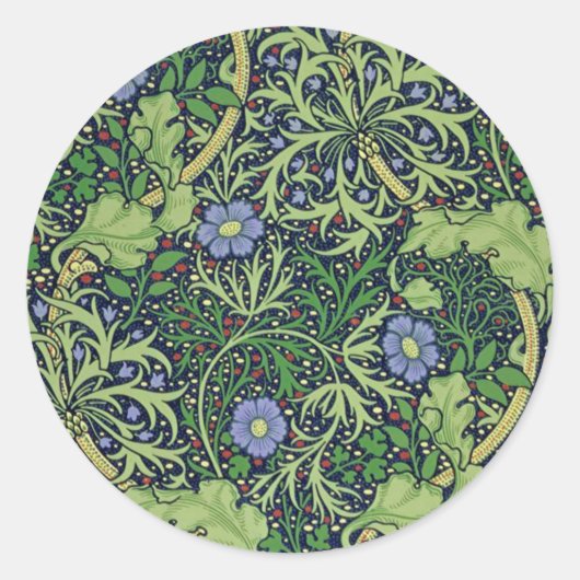 Seaweed art nouveau design by William Morris ラウンドシール (正面)