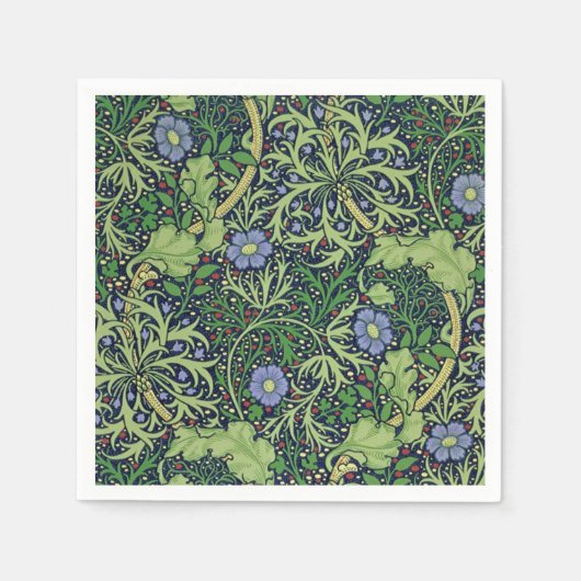Seaweed art nouveau design van William Morris スタンダードカクテルナプキン (正面)