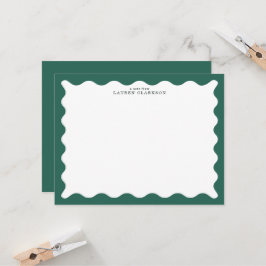Seaweed Green Wavy Frame Note Card 招待状