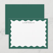 Seaweed Green Wavy Frame Note Card 招待状 (正面/裏面)