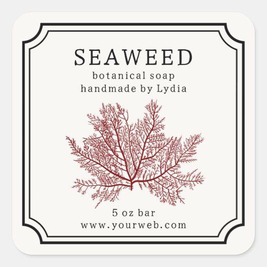 Seaweed Handmade Soap Label スクエアシール (正面)