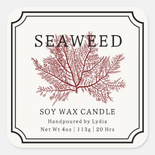 Seaweed Soy Wax Candle Label スクエアシール (正面)