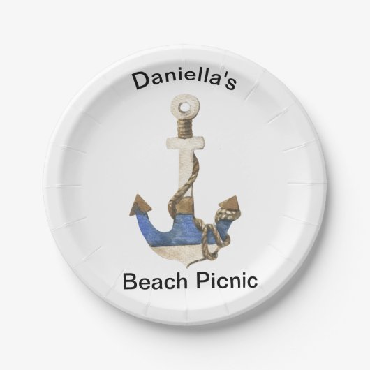 Seaworthy Anchor Beach Picnic Paper Plate ペーパープレート (正面)