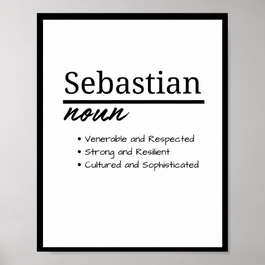 Sebastian、男のパーソナライズされた子の名前定義 ポスター (正面)