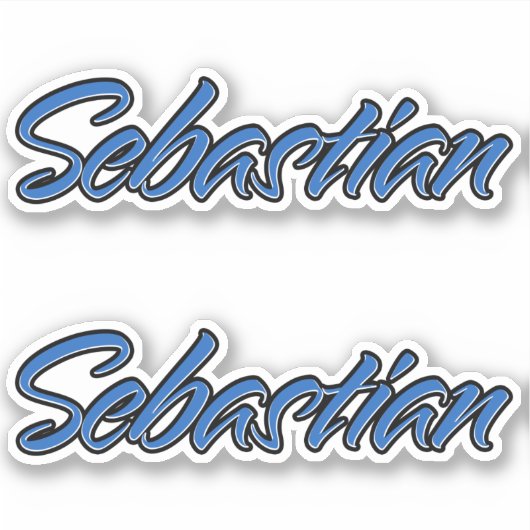 Sebastian Name blue Aufkleber Sticker Stickerset シール (正面)