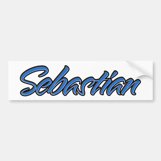Sebastian Name blue Sticker Autoaufkleber バンパーステッカー (正面)