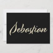 Sebastian Name white gold Handwriting Karte カード (正面)