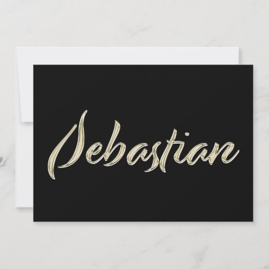 Sebastian Name white gold Handwriting Karte カード (正面)