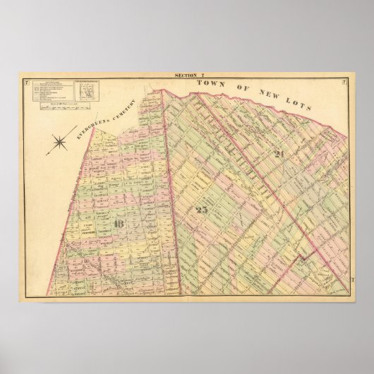 Sec 7ブルックリンの地図 ポスター (正面)